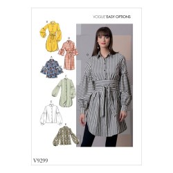 9299 Vogue Easy  Loose Fun Shaped Sleeve Tops Lengths, Belt Pattern 6-14 new